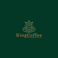 King coffee bean logo design vector icon flat illustration
