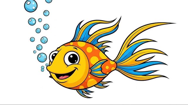 Animated Collection of Vibrant Fish Showing Happiness and Expressiveness in an Underwater Scene