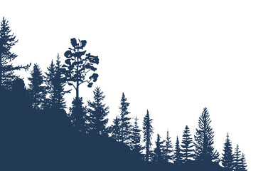 Silhouette of a forest, isolated on white background, vector illustration