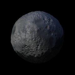 Celestial body with textured surface in space