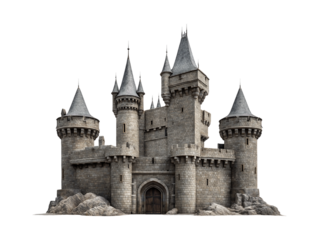 Medieval Fantasy Castle isolated on a transparent background