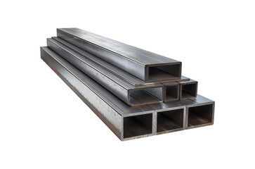 Stack of Rectangular Steel Tubes isolated on a transparent background