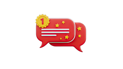 3D Chat Bubbles with Notification and Stars on White Background