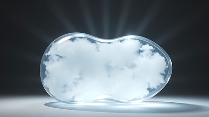 A liver-shaped glass organ clearing from cloudy to transparent with six guiding light beams.