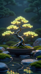 Luminous Bonsai of the Enchanted Woods