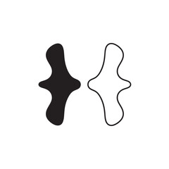 Obraz premium Abstract Black Solid Shape And White Outline Shape Side By Side contrast curve