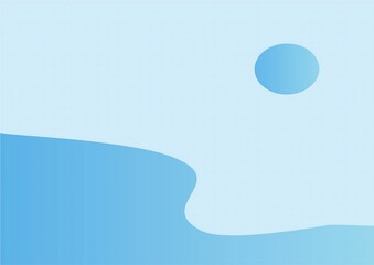 Calming blue gradient background with abstract wave forms and a simple celestial circle, for minimalist design and peaceful digital art projects