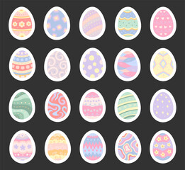 Easter egg set in scandinavian style with assorted decorative ornament for seasonal crafting projects using charming hand drawn ideal for your festive holiday designs