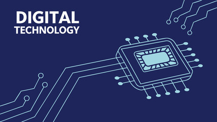 Digital Technology Microchip CPU Circuit Board Concept with vector illustration