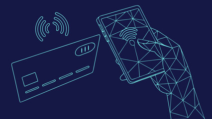 Obraz premium Contactless Payment Technology Mobile Digital Wallet Transaction with vector illustration