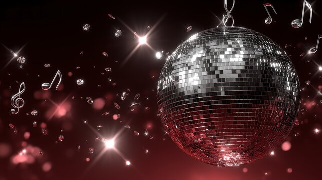 Dance ball party music concert wallpaper background promotional poster, disco ball in KPop style, new year spring day and Valentine's day