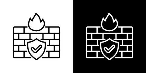 Firewall Icon Flat Style Vector Illustration
