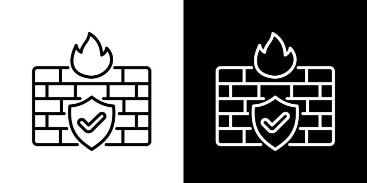 Firewall Icon Flat Style Vector Illustration