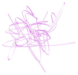 Abstract random brush strokes. Abstract pink swirl line art. Vector, transparent background PNG version.