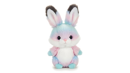 Obraz premium Cute fluffy white Easter bunny toy isolated on a clean background perfect for a spring holiday celebration