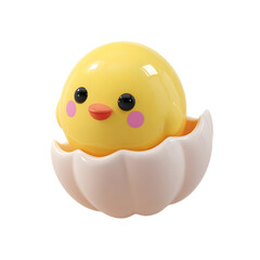 Chick hatching from egg shell 3d icon