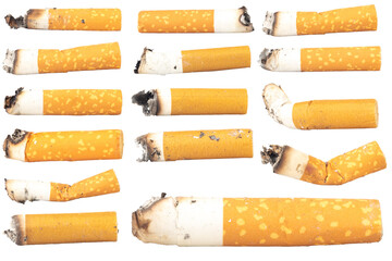 cigarette butts isolated on white background