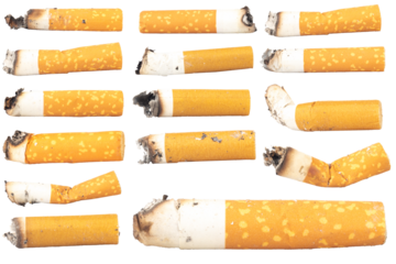 cigarette butts isolated on white background