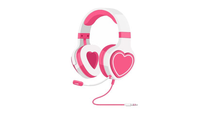 Vibrant pink and white headphones with heart design for music lovers