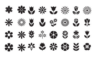 Set of various flower icons. a collection of beautiful floral elements for design purposes
