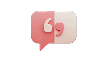 3D Quote Bubble Icon on White Background