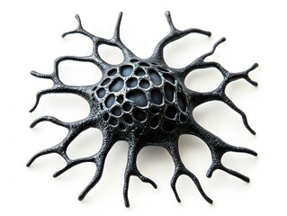 An intricate abstract organic structure resembling a neuron or starburst on a white background