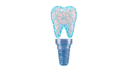 3D Render of a Dental Implant and Tooth on White Background