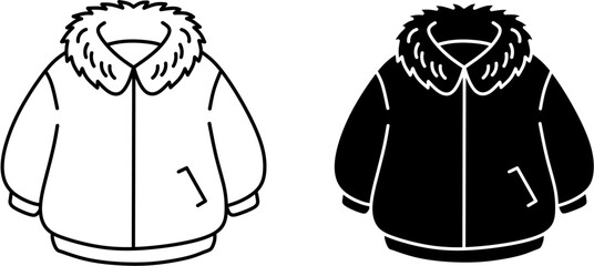 Winter coat icon illustration. Fur collar jacket symbol isolated set © Nurul
