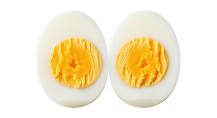 Hard-boiled eggs cut in half isolated on transparent background