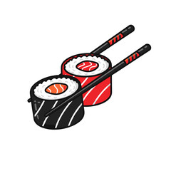 Two Modern Sushi Rolls Cartoon © Nurnadhiah