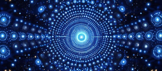 Obraz premium Blue light tunnel, digital art, abstract background, technology