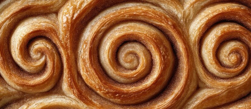 Close-up spiral cinnamon rolls, bakery, food texture