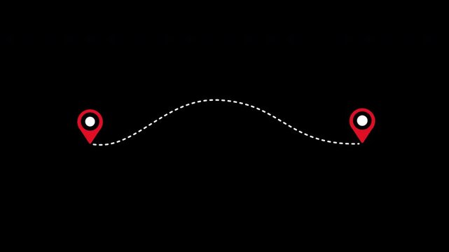 Animated air plane flight route with destination  two point and Travel dash route line, from one location to another location track. suitable for travel and  navigation. alpha channel only 4k
