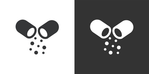 Fototapeta premium Open Capsule icon. Solid glyph series icon