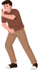 Man Pushing Pose Illustration
