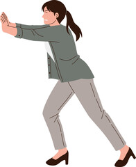 Woman in Pushing Pose Illustration