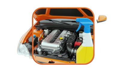 Car Engine Cleaning with Spray Bottle