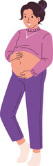 Pregnant Woman Holding Her Belly Illustration