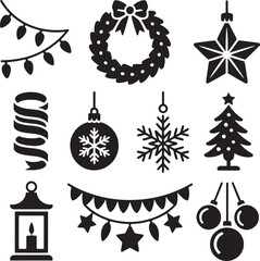 Fototapeta premium Variety of ornaments decoration elements to embellish holiday season greeting cards