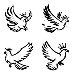 Regal Crowned Eagle and Hawk Emblems Collection
