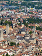 Fototapeta premium Bergamo Cathedral dome and Città Alta skyline - Bergamo, Italy