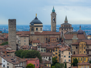 Fototapeta premium Città Alta Skyline and Campanone Tower - Bergamo, Italy
