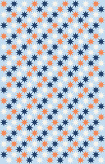 Mobile Starburst Mosaic Pattern – Light Sky Tangerine Navy Off-White Seamless Premium JPG Background