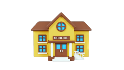 3D Rendered School Building on White Background