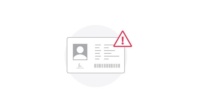 4k Identification Card with Warning. ID Verification Error Issue Concept Animation Video