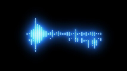 Digital binary sound wave pattern in bright blue on black background