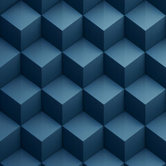 Obraz premium Seamless Pattern 3D Rhombuses Navy Blue Light Blue Gradient