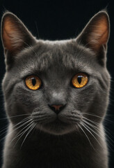 Cute Domestic Kitten Portrait with Bright Eyes, Soft Fur and Whiskers in Natural Green Environment