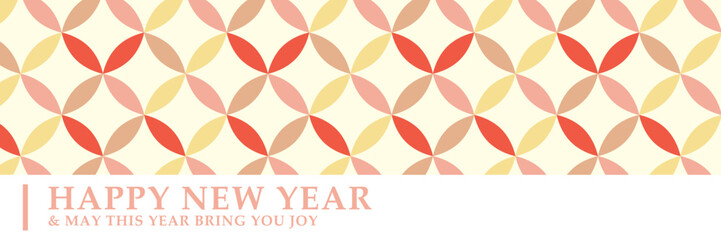 七宝文様の和風背景 新年バナー／HAPPY NEW YEAR 年賀デザイン ベクター | ベクター素材 カード POP 横長