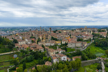 Fototapeta premium Aerial view of Città Alta historic center - Bergamo, Italy